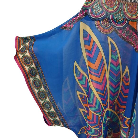 FLYING TOMATO Feather Geometric Boho Short Kimono Small Colorful Multicolor - Picture 4 of 10